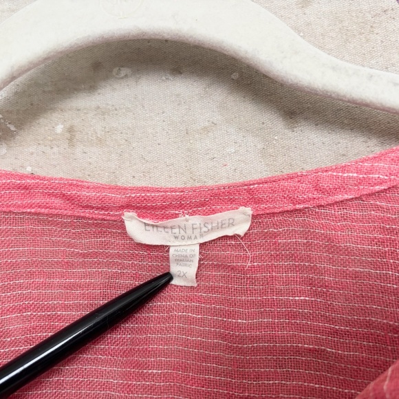 Eileen Fisher Striped Linen Button Up Tunic Top - Picture 3 of 5